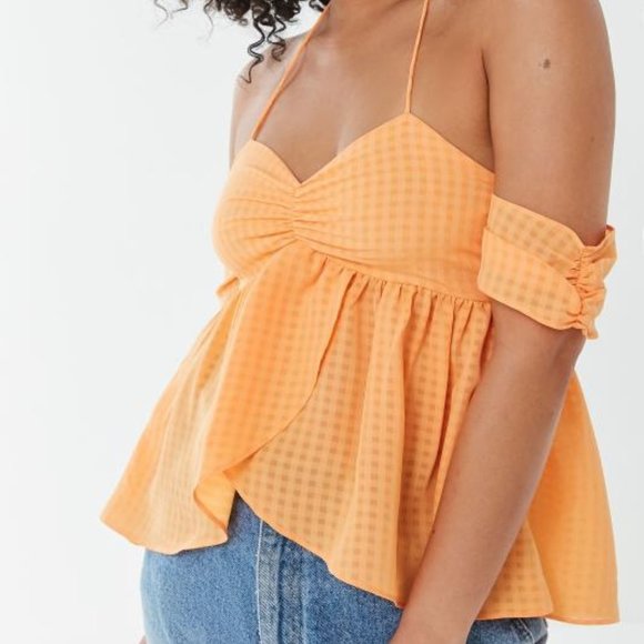 Urban Outfitters Orange Off-Shoulder Top - Picture 2 of 4